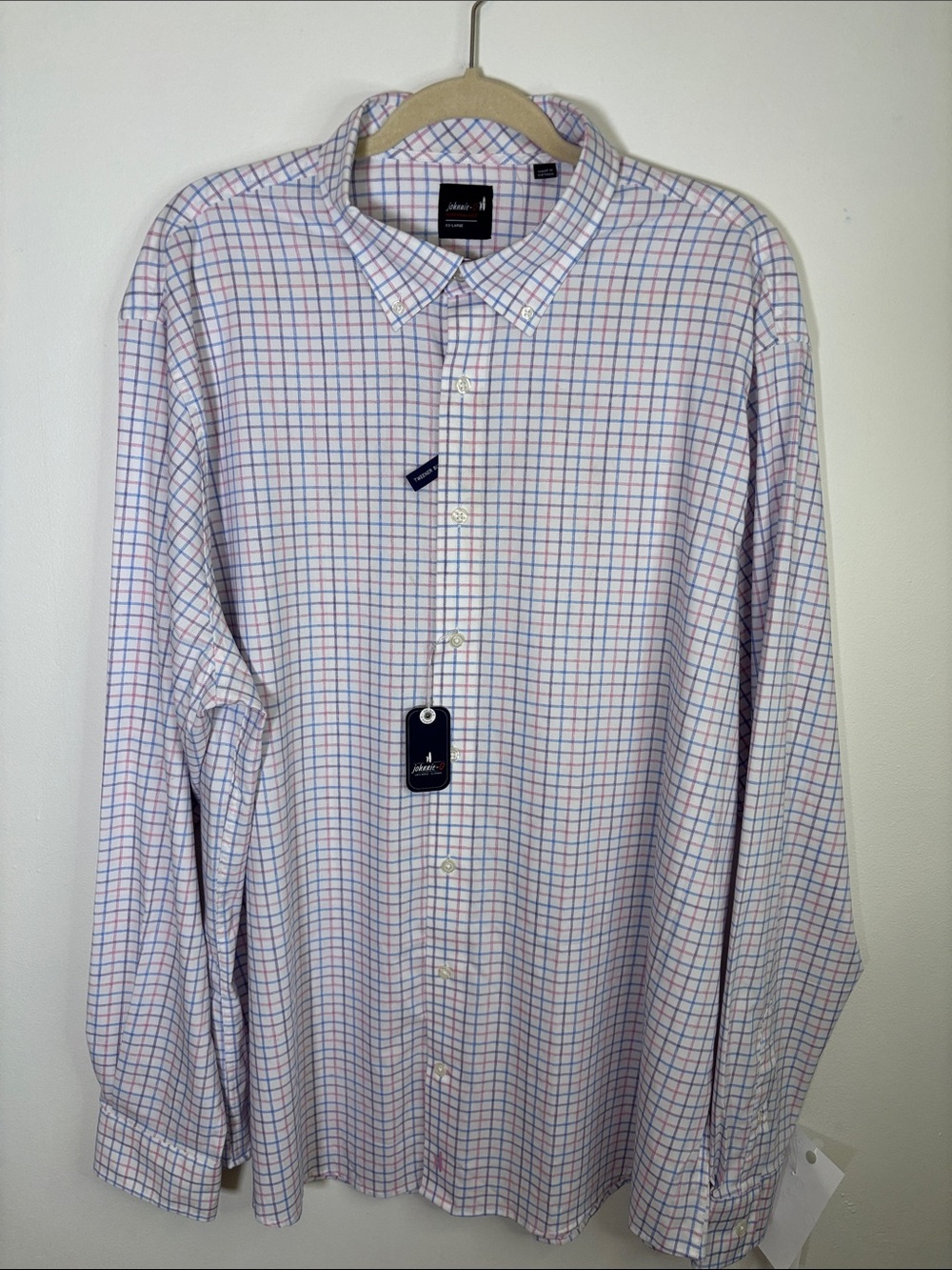 johnnie-O Paddock Tattersall Performance Button Down Shirt Porto Pink XXL NWT